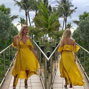 flowing mustard dress
